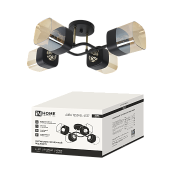 Светильник потолочный под лампу AURA TESO-BL-4E27 540x430x150 черный, золото IN HOME в Иркутске
