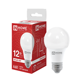 Лампа светодиодная LED-A60-VC 12Вт 230В Е27 4000К 1140Лм IN HOME в Иркутске