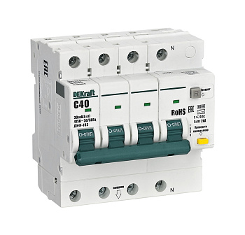 АВДТ ДИФ-103 3P+N 40А 30мА AC х-ка C 6кА DEKraft в Иркутске