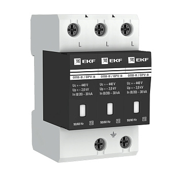 Ограничитель импульсных напряжений ОПВ-B/3P In 30кА 400В с сигнализацией EKF PROxima в Иркутске