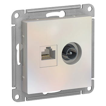 Розетка двойная ТВ+компьютерная AtlasDesign SE жемчуг в Иркутске