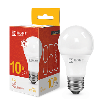 Лампа светодиодная LED-A60-VC 10Вт 230В Е27 3000К 950Лм IN HOME в Иркутске