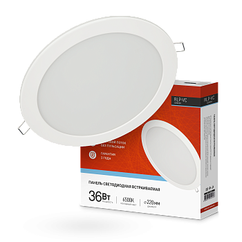 Панель светодиодная встраиваемая круглая RLP-VC 36Вт 230В 6500К 2880Лм 220мм белая IP40 IN HOME в Иркутске