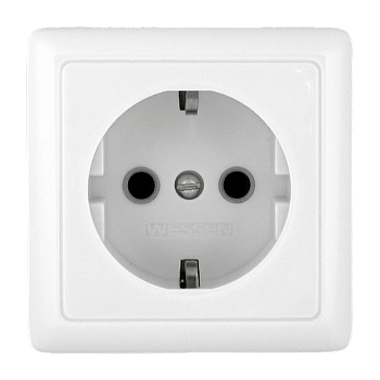 Розетка одинарная ХИТ SE накладная с заземлением с изоляционной пластиной белая в Иркутске