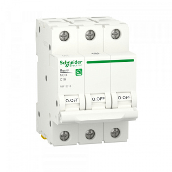 Автоматический выключатель Resi9 3Р 16А 6,0кА характеристика C Schneider Electric в Иркутске