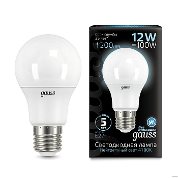 Лампа светодиодная LED-A60 12Вт E27 4100K 1200Лм Black GAUSS в Иркутске