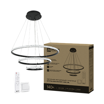 Светильник светодиодный ESTETIKA RING-MYSTERY-140RC-3BL 140Вт 3000-6500K 600/400/200 1.2м пульт ДУ черный IN HOME в Иркутске
