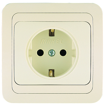 Розетка одинарная МИМОЗА MAKEL с заземлением крем в Иркутске