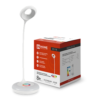 Светильник настольный светодиодный аккумуляторный ССО 11Б 8Вт 6500К 640Лм RGB-подсветка, сенсор-диммер, USB-кабель БЕЛЫЙ IN HOME в Иркутске