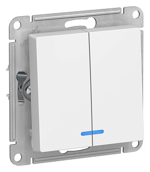 Выключатель двухклавишный AtlasDesign SE с подсветкой лотос в Иркутске