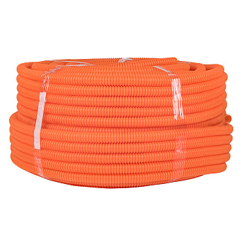 Труба гофрированная ПНД с протяжкой d=20 мм (100 м) тяжелая оранжевая Plast EKF в Иркутске