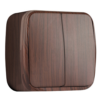 Выключатель 2-клавишный ОП Минск 10А тёмное дерево EKF в Иркутске