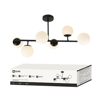 Светильник потолочный под лампу AURORA LUNA-6G9-BL 6хG9 матовые плафоны, черный корпус IN HOME в Иркутске