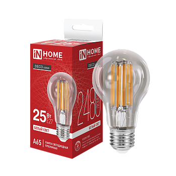 Лампа светодиодная LED-A65-deco 25Вт 230В Е27 4000К 2480Лм прозрачная IN HOME в Иркутске