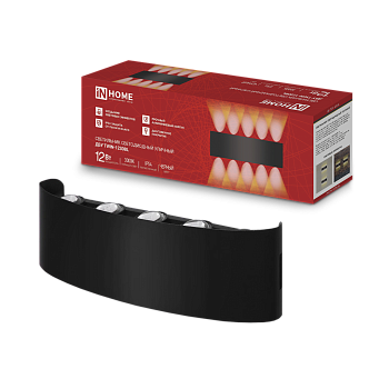 Светильник уличный светодиодный ДБУ TWIN-1230BL 12Вт 3000К 270х80 черный IP54 IN HOME в Иркутске