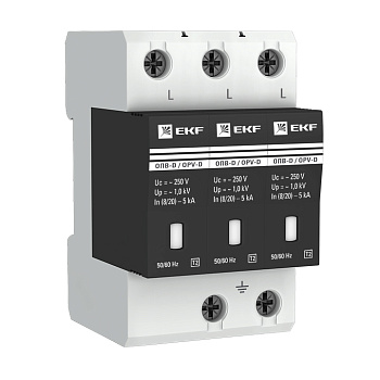 Ограничитель импульсных напряжений ОПВ-D/3P In 5кА 230В с сигн. EKF PROxima в Иркутске