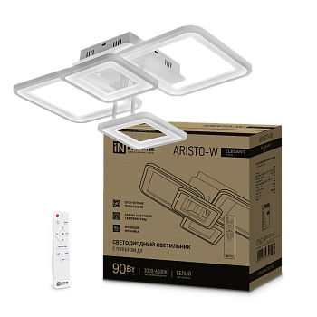 Светильник светодиодный ELEGANT ARISTO-W 90Вт 230В 3000-6500K 7000Лм 535х370х150мм пульт ДУ белый IN HOME в Иркутске