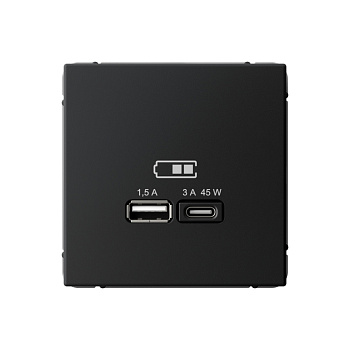 ARTGALLERY USB РОЗЕТКА A + тип-C 45Вт высокоскор.заряд. QC, PD, механизм, КАРБОН в Иркутске