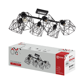 Люстра поворотная под лампу LOFT ATIKO-СLА-6E27L-BL 6хЕ27 черный, хром IN HOME в Иркутске