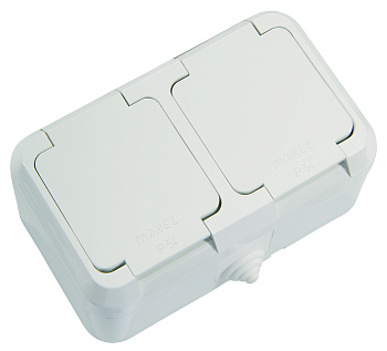 Блок розетка с крышкой + розетка с крышкой IP44 MAKEL белый в Иркутске