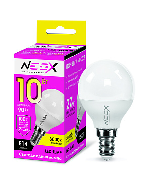 Лампа светодиодная LED-ШАР 10Вт 230В Е14 3000К 800Лм NEOX в Иркутске