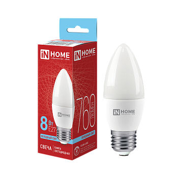 Лампа светодиодная LED-СВЕЧА-VC 8Вт 230В Е27 6500К 760Лм IN HOME в Иркутске