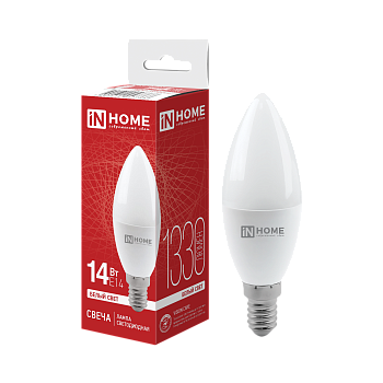 Лампа светодиодная LED-СВЕЧА-VC 14Вт 230В E14 4000K 1330Лм IN HOME в Иркутске