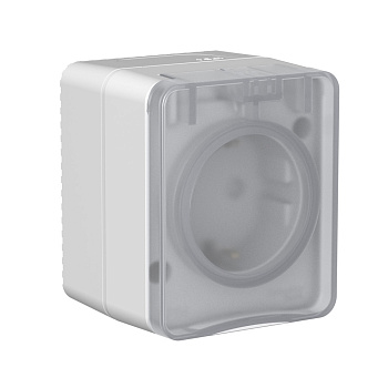 Розетка одинарная AtlasDesign SE Profi54 накладная с з/к со шторками серая в Иркутске