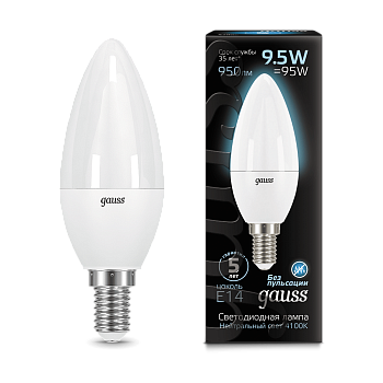 Лампа светодиодная LED-СВЕЧА 9.5Вт E14 950Лм 4100К 950Лм Black GAUSS в Иркутске
