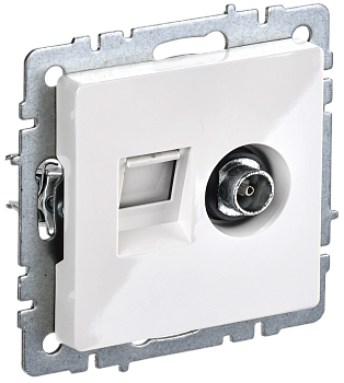 Розетка двойная телевизионная+RJ45 кат.5E BRITE IEK белая в Иркутске