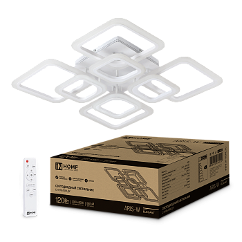 Светильник светодиодный ELEGANT ARIS-W 120Вт 230В 3000-6500K 8400Лм 590х590х130мм c пультом ДУ белый IN HOME в Иркутске