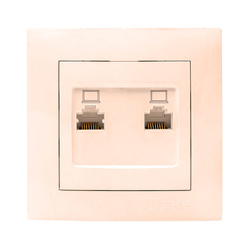 Валенсия розетка компьютерная RJ-45 2-местная кремовая EKF PROxima в Иркутске