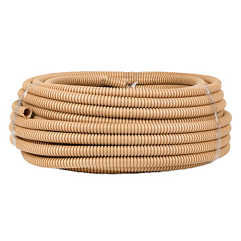 Труба гофрированная ПВХ с протяжкой d=16 мм (25 м) светлое дерево Plast EKF в Иркутске