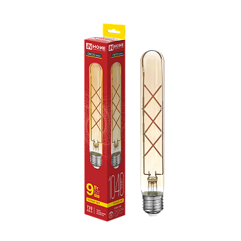 Лампа светодиодная LED-T30-deco gold 9Вт 230В Е27 3000К 1040Лм 225мм золотистая IN HOME в Иркутске