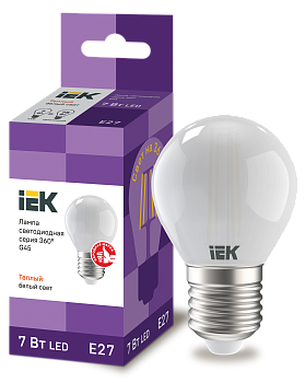 Лампа LED G45 шар матовая 7Вт 230В 4000К E27 серия 360° IEK в Иркутске