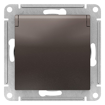 Розетка одинарная AtlasDesign SE с заземлением со шторками с крышкой мокко в Иркутске