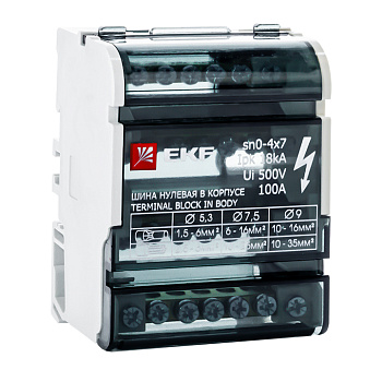 Шина EKF "N"нулевая на DIN в корпусе 4х7групп в Иркутске