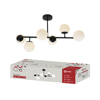 Светильник потолочный под лампу AURORA LUNA-6G9-BL 6хG9 матовые плафоны, черный корпус IN HOME в Иркутске