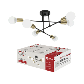 Светильник потолочный под лампу LOFT EASY-6E27-BLT 6хЕ27 черный, латунь IN HOME в Иркутске