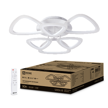 Светильник светодиодный ELEGANT SANSA-W 90Вт 230В 3000-6500K 7000Лм 650х650х130мм c пультом ДУ белый IN HOME в Иркутске