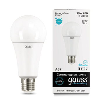 Лампа светодиодная LED-A67 25Вт E27 4100K 2150Лм Elementary GAUSS в Иркутске