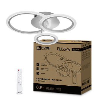 Светильник светодиодный ELEGANT BLISS-W 60Вт 230В 3000-6500K 4700Лм 508х390х120мм c пультом ДУ белый IN HOME в Иркутске