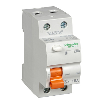 Дифференциальный автомат "Домовой" ВД63 2Р 16А 10мА, АС Schneider Electric в Иркутске