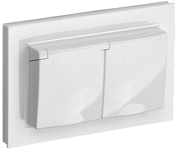 Розетка двойная с крышкой 16А IP44 BRITE IEK белая в сборе в Иркутске