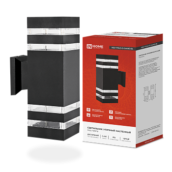 Светильник уличный настенный двусторонний НБУ POLO-S-2хA60-BL алюминиевый черный IP54 IN HOME в Иркутске