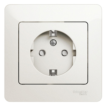 Розетка одинарная Glossa SE с заземлением со шторками перламутр в Иркутске