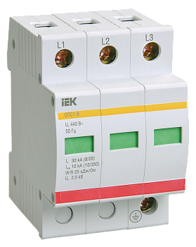 Ограничитель импульсного перенапряжения ОПС1-B 3Р In=30kA Un=400B Im=60kA IEK в Иркутске