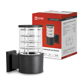 Светильник уличный настенный односторонний НБУ ART-1хA60-BL алюминиевый черный IP54 IN HOME в Иркутске